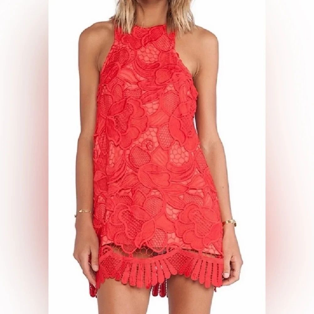 Lovers + Friends Caspian Lace Red Dress